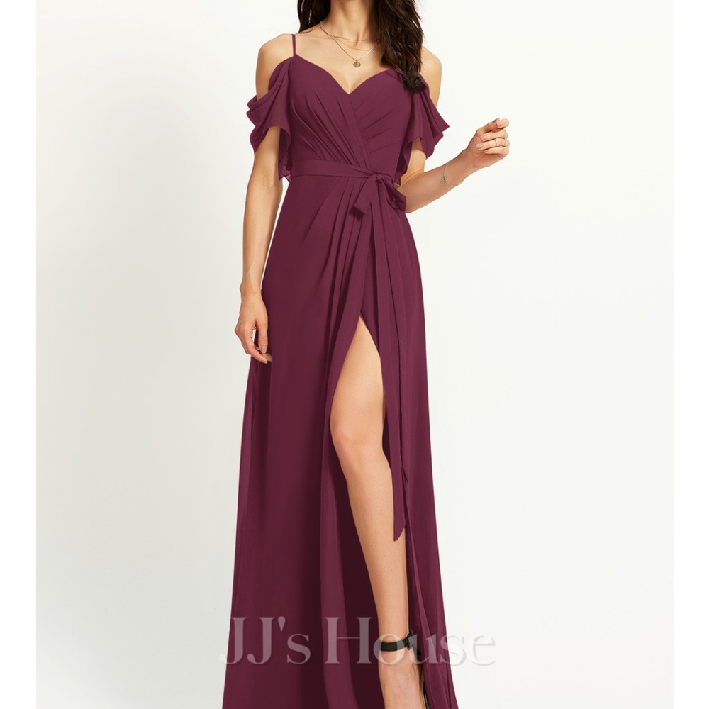 JJs House Red Ruched Gown with Sweetheart Neckline